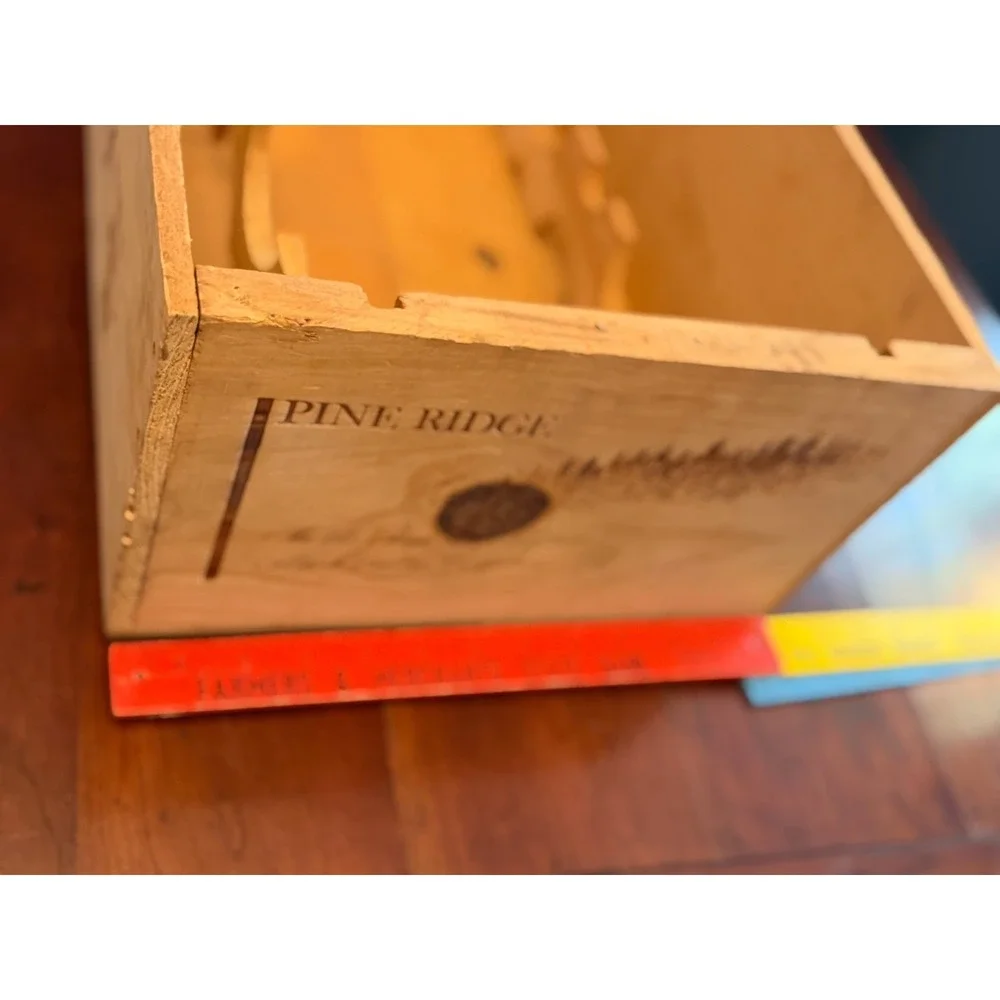 Pine Ridge Vineyards Napa Valley Wooden Wine Crate Box Storage Shabby Chic